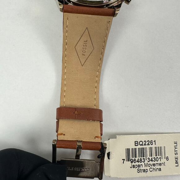 NWT Fossil Flynn Chronograph Brown Leather Men's Watch BQ2261 - Picture 9 of 12